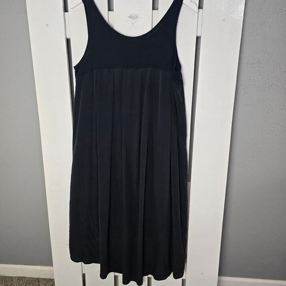 Eileen Fisher Silk Modal Layered Black Hi-Low Tank Dress MED Minimalist Resort‎ - Picture 2 of 11